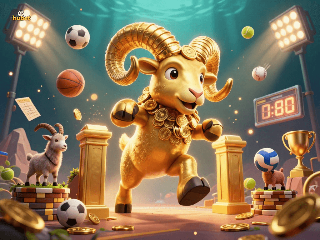 Experience hubet's thrilling gaming atmosphere with a dynamic 3D illustration of immersive casino action.