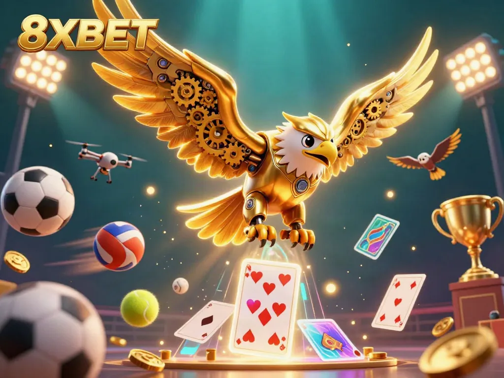 Join the excitement with 8XBET's dynamic gaming experience featuring sports and casino themes.