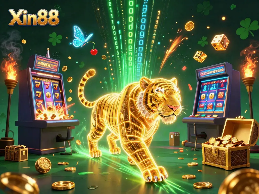 Experience thrilling gameplay at Xin88 with a digital casino scene alive with vibrant characters and games.