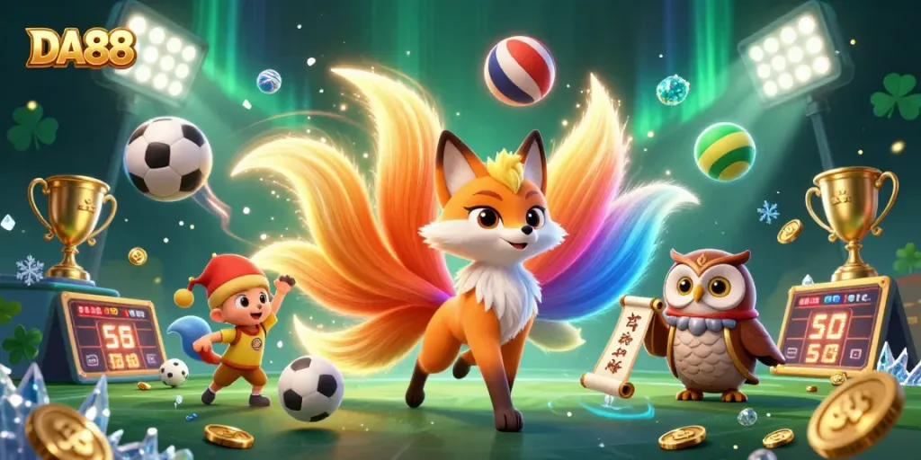 Players engage in thrilling adventures at DA88, where the vibrant nine-tailed fox spirit leads sports-themed excitement.