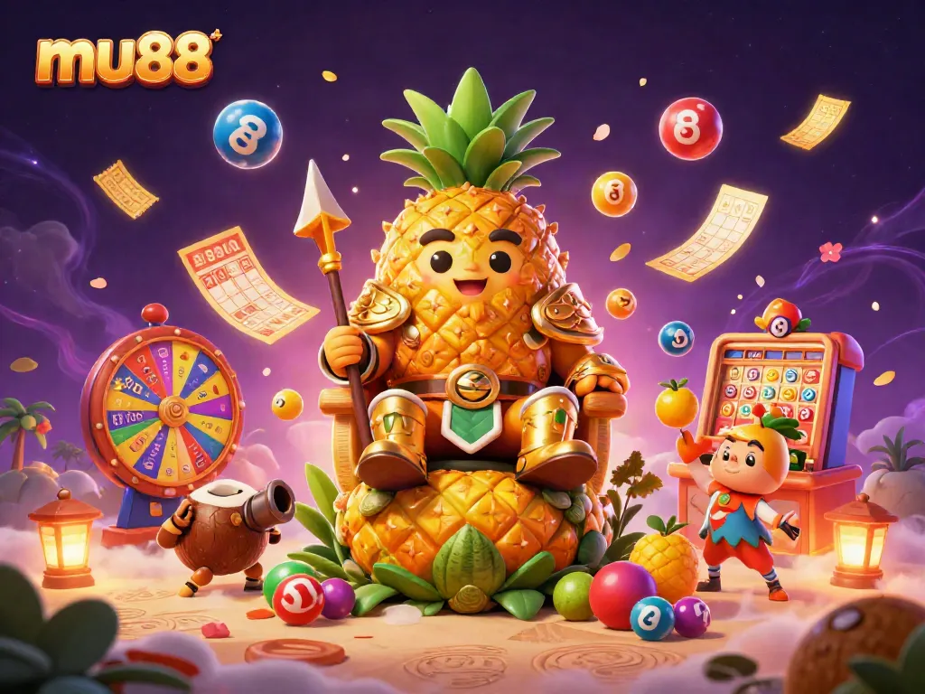 Engage with mu88's vibrant casino offerings through a dynamic, colorful illustration of an online gaming scene.