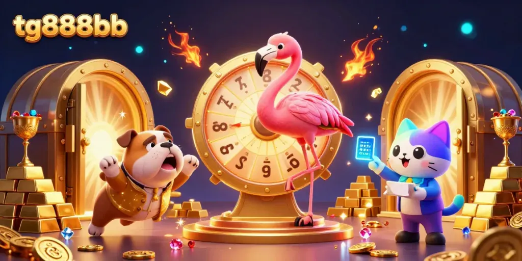 Spin to win with tg888bb as excitement ignites a treasure-filled casino scene.