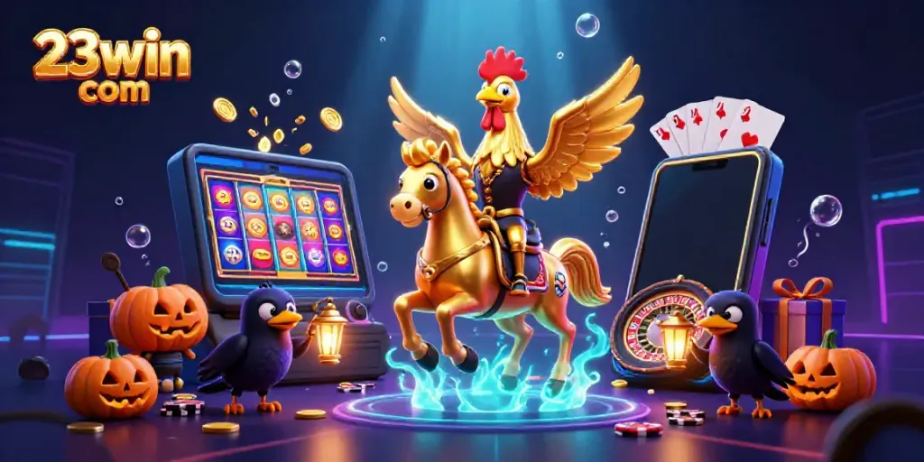 Experience the thrill of gaming with 23win com in an enchanting midnight casino scene.