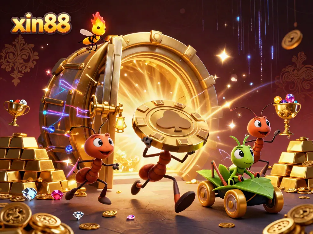 Experience the thrill of xin88 with a heist scene featuring ants and treasures!
