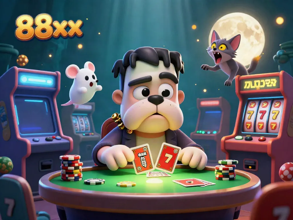 Experience thrilling gameplay at 88xx with colorful characters and casino elements, enhancing the gambling atmosphere.