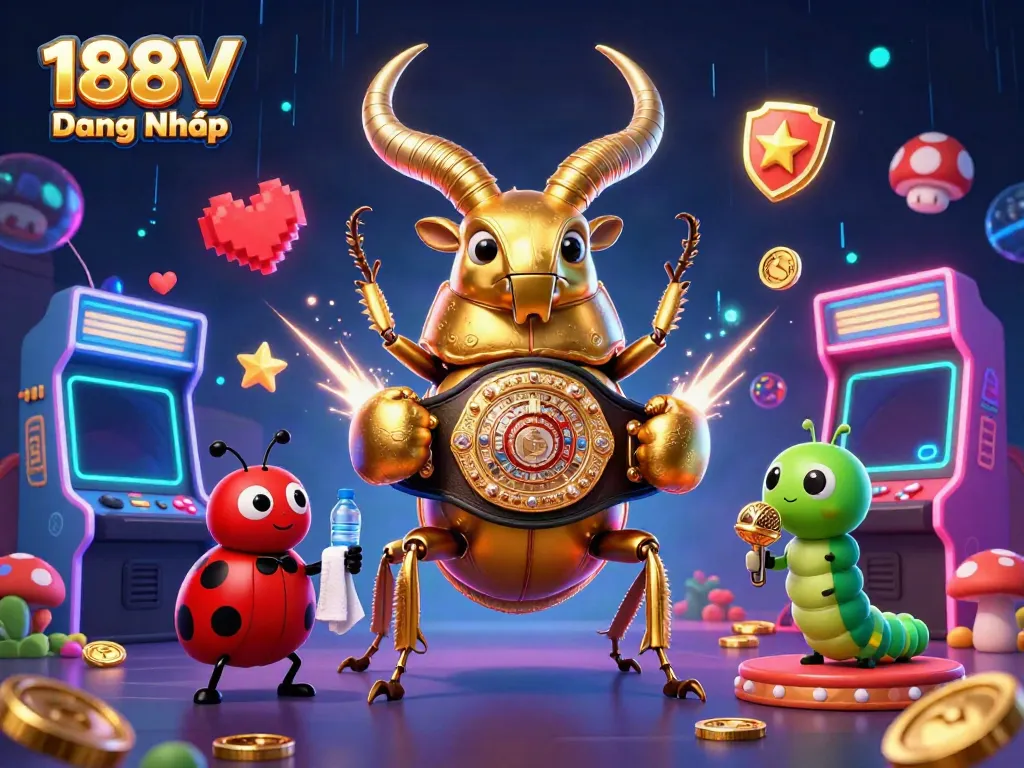 Engage with thrilling games at 188V Đăng Nhập, featuring a vibrant casino-themed illustration.