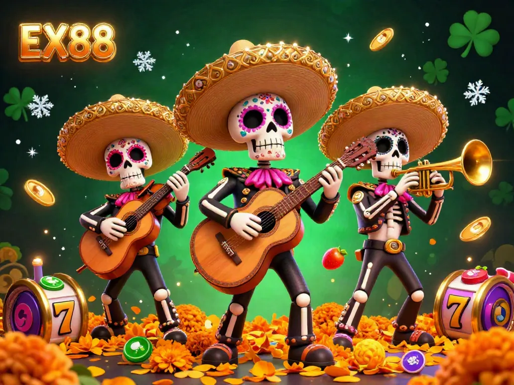 Engage with the exciting EX88 gaming adventure through a vibrant mariachi celebration scene.