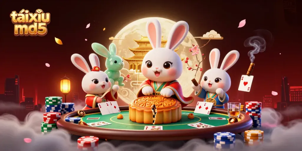 Experience thrilling gameplay with tài xỉu md5 as the moon rabbit unveils poker treasures with excitement.