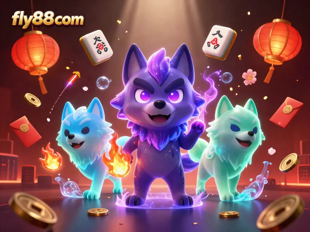 Experience thrilling adventures with fly88 com's eye-catching ghostly wolves in a vibrant casino scene.