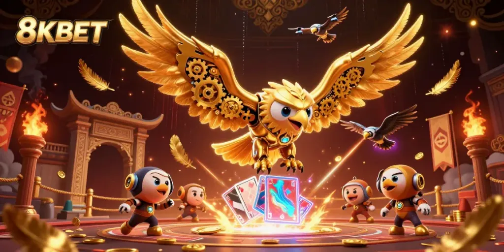 Experience thrilling games at 8KBET with vibrant holographic visuals and dynamic character action.