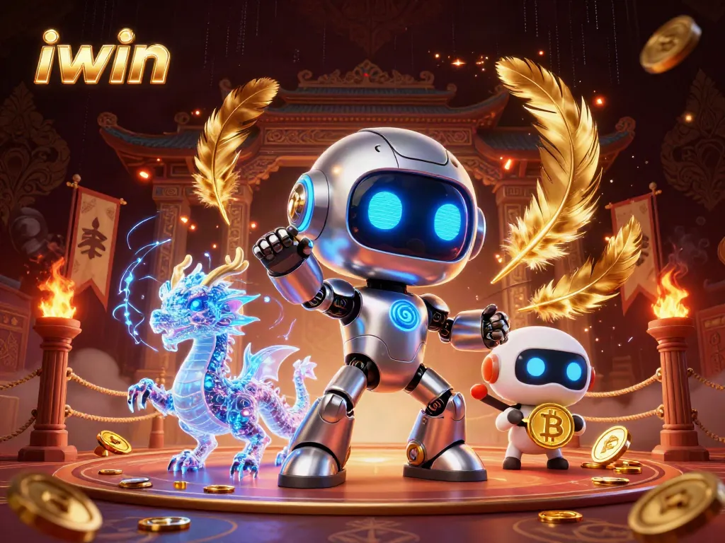 Iwin presents an exhilarating gaming experience with a vibrant 3D illustration showing dynamic casino action.