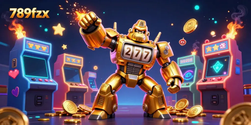 Experience the excitement of 789fzx with a dynamic casino-themed illustration featuring vibrant game elements.