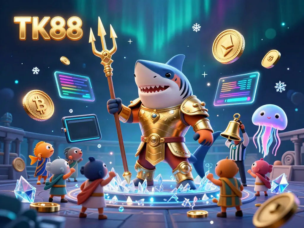 Engage in thrilling online gaming at TK88, showcasing a vibrant underwater casino scene.
