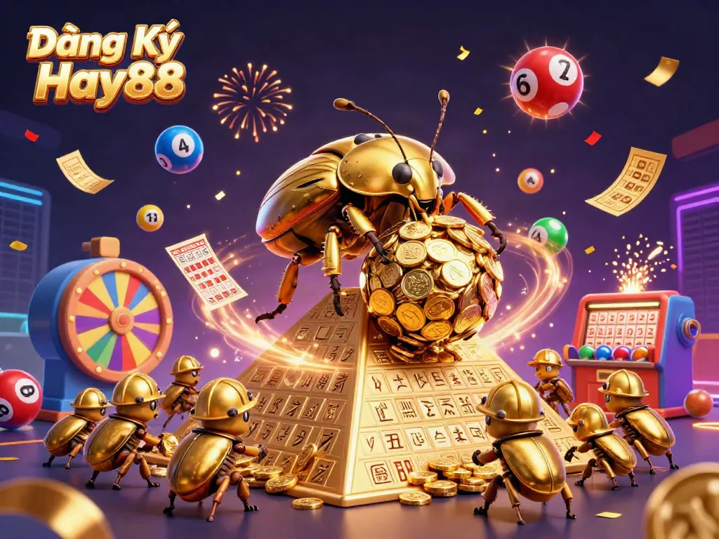 Experience thrilling gaming with Đăng Ký Hay88 featuring vibrant lottery balls and festive celebrations