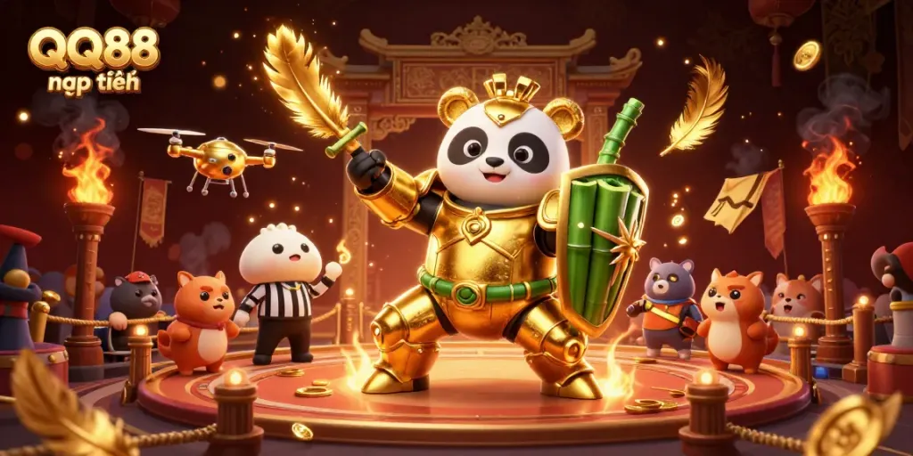 Engage in QQ88 nạp tiền with dynamic casino action in a vibrant 3D illustration scene.