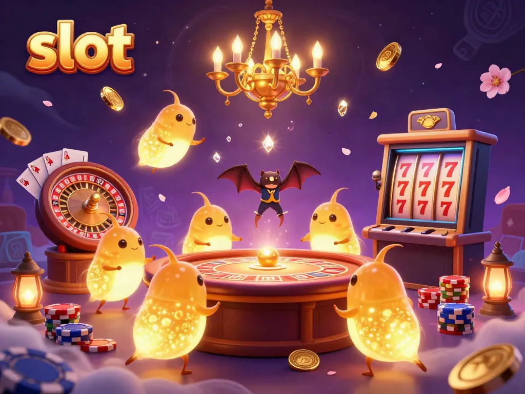 Experience exceptional slot game thrills with a vibrant casino scene featuring enchanting glowworms.