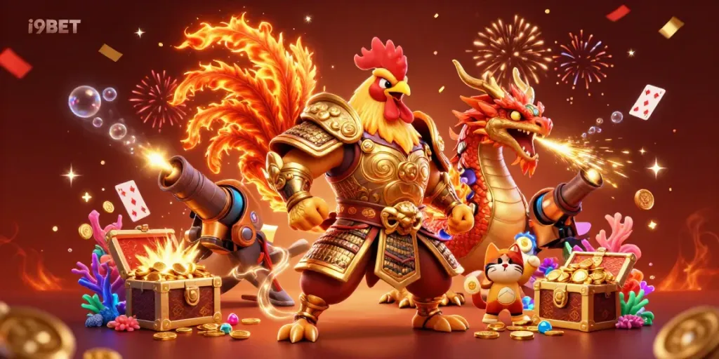 Engage in exciting gaming at i9BET with a vibrant illustration showcasing thrilling casino adventures.