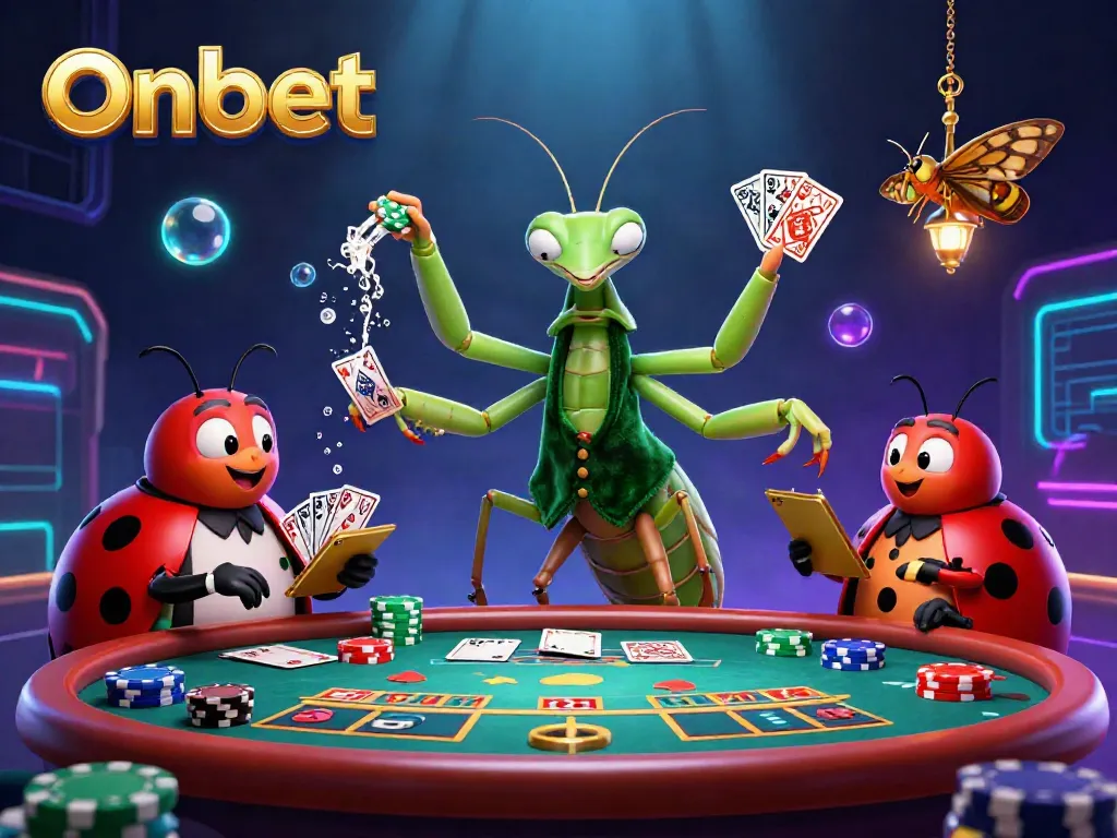 Experience thrilling wins with Onbet's lively 3D casino illustration showcasing vibrant gameplay and energetic characters.