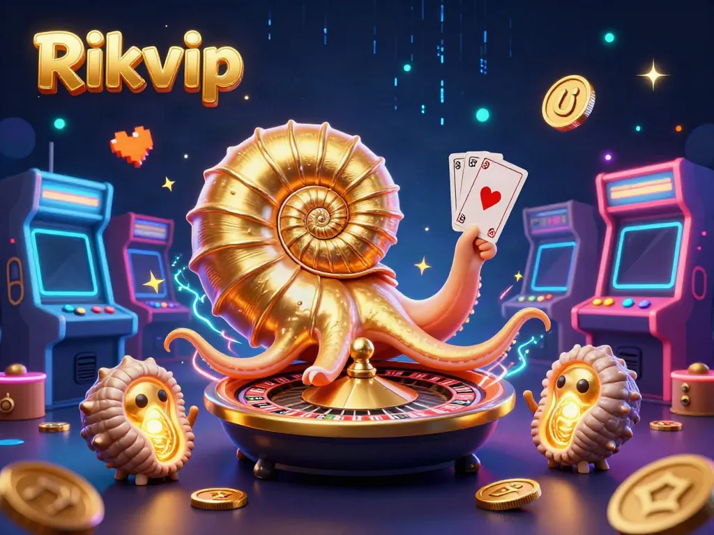 Experience exciting gameplay with Rikvip featuring an ancient nautilus roulette wheel and glowing game elements.