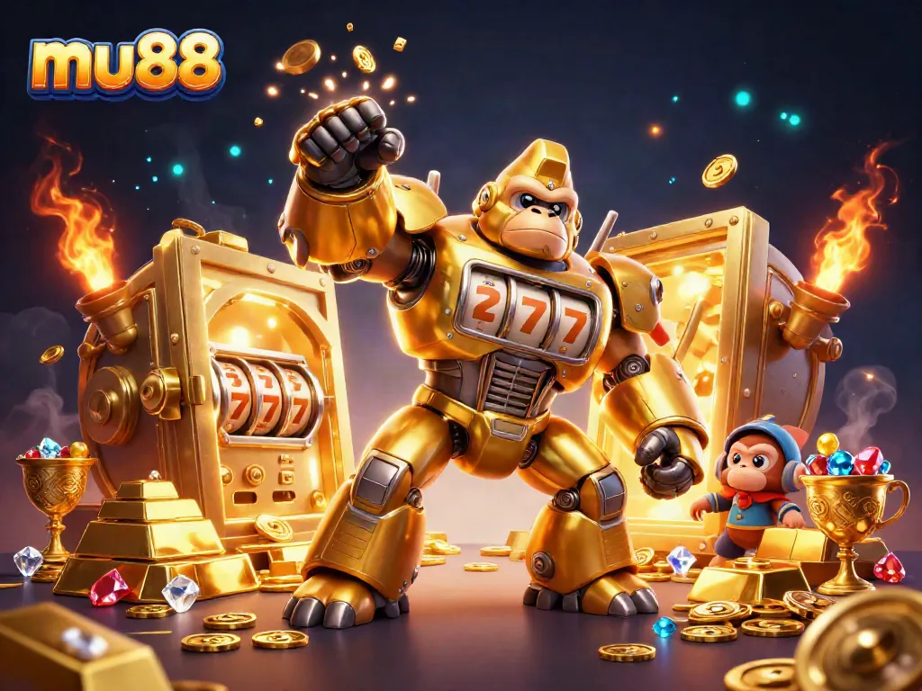 Win big with mu88's golden gorilla mech and treasure-filled gaming adventure.