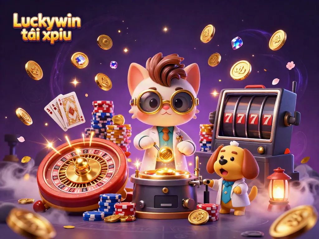 Experience thrilling gameplay with Luckywin tài xỉu in a vibrant 3D casino scene filled with action!